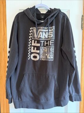 Men’s Vans Pullover Graphic Hoodie with Checkered Sleeves Size XXL
